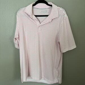 VINEYARD VINES Jim Nantz Pink and White Stripe Polo Size Large casual comfort